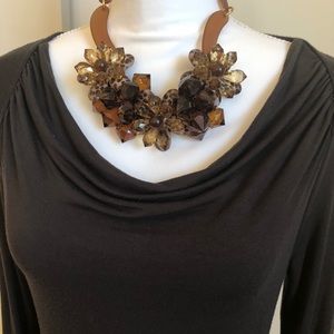 LeJu London Statement Necklace Brown/Tortoise Tone